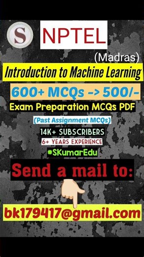 NPTEL Introduction to Machine Learning Exam Preparation MCQs 2026 #jan-april #nptel #nptelexam