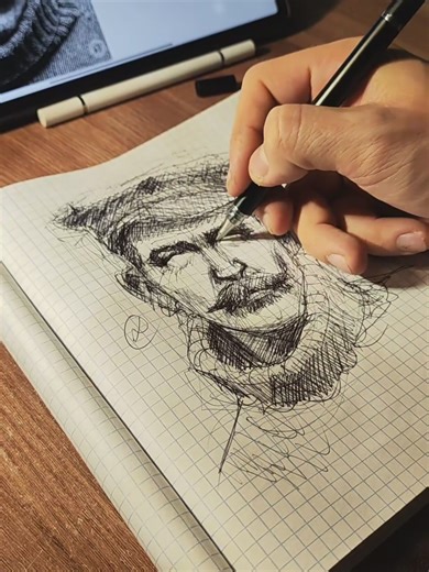 Late night sketching sessions are the best. 🖋️ Trust the process. #tiktoklive #livehighlights #arttok #ballpointpen #portrait