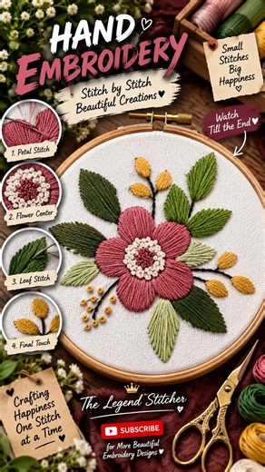 Watch This Flower Come to Life Stitch by Stitch 🌸🧵 #Shorts