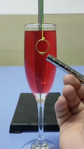 Magnetic Pendulum Experiment in a Glass #magnetexperiment #magneticpendulum #sciencefun