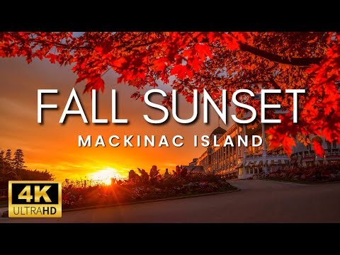 THE BEST VIEW ON MACKINAC ISLAND: Epic Fall Sunset of the Mackinac Bridge & Soothing Nature Sounds