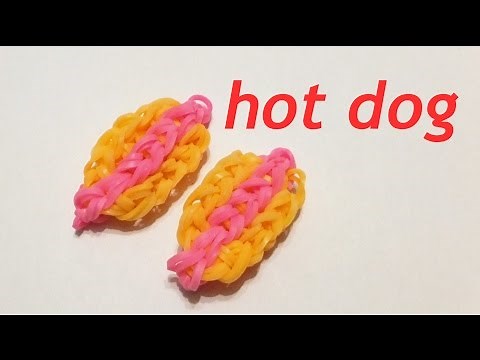 EASY Rainbow loom Hot Dog charms | How to make loom bands charms