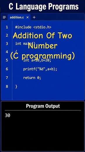 Two Number Add - C Language Basics Explained in One Minute ⚡