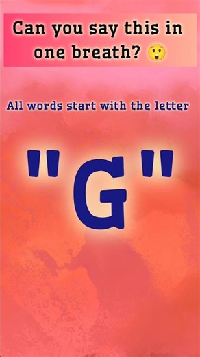 One Breath Challenge – All Words Start With G | English challenge