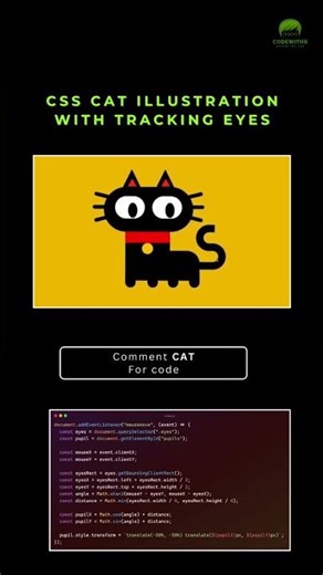 CSS Cat Eyes Follow Mouse | HTML CSS JS #cssanimation #codingshorts
