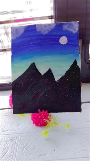 easy painting ideas for beginners 💡|acrylic painting on canvas #ytshorts #shortsfeed #art #viral