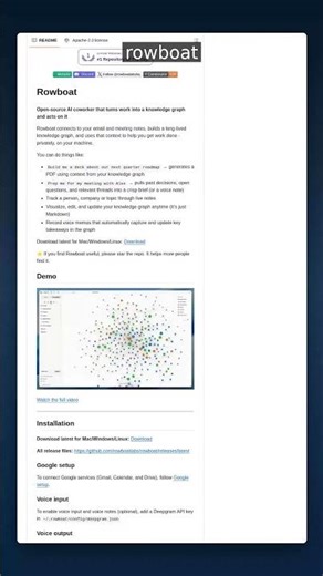 11K+ Stars • AI Tool | rowboat — Open-source AI coworker, with memory #shorts