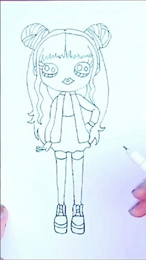 🤍 Cómo dibujar una LINDA MUÑECA SUPER MODA kawaii (Dibuja y pinta la muñequita)