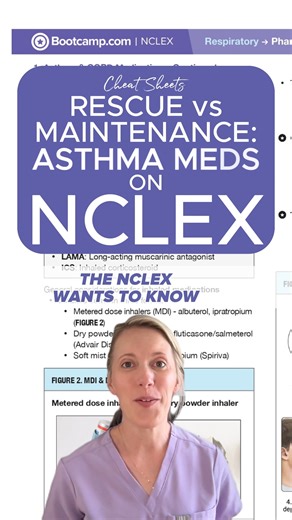 13K views · 223 reactions | Would you know how to answer a question about rescue vs maintenance asthma meds on the NCLEX?類 Comment “Crash Course” down below and we'll send over our collection of high-yield full crash course videos✨#NCLEX #nursingstudent #nursingschool | NCLEX Bootcamp | Facebook