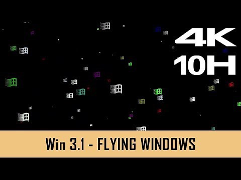 Windows 3.1 Screensaver - Flying Windows - 10 HOURS NO LOOP (4K)