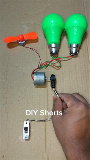 Powering Into Two LED Light & DC Motor Fan With a Mini Gear Box Coreless Motor #dcmotor #tech #short