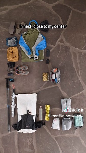 Peter Bugg's warm weather backpacking kit! With a 10lb base weight, he feels he’s able to keep the focus on enjoying the backcountry. #hyperlitemountaingear #everythinglessmatters #ultralightgear #ultralightbackpacking #backpacking #hikertok #hiking #outdoors