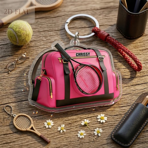 Personalized Tennis Bag Keychain Custom Name, Tennis Player Gift for Women, Pink Tennis Tote Keyring, Tennis Coach Appreciation Gift - Etsy