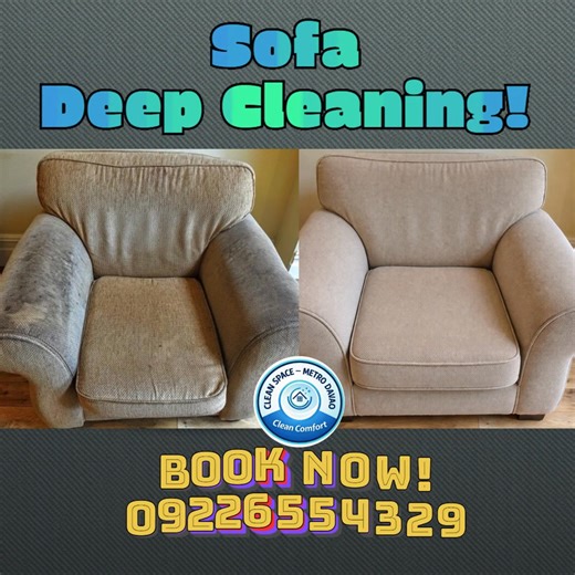 𝐒𝐨 𝐡𝐚𝐩𝐩𝐲 𝐨𝐮𝐫 𝐜𝐥𝐢𝐞𝐧𝐭 𝐝𝐢𝐝𝐧’𝐭 𝐡𝐚𝐯𝐞 𝐭𝐨 𝐛𝐮𝐲 𝐚 𝐧𝐞𝐰 𝐬𝐨𝐟𝐚 💙 What looked worn, stained, and tired just needed deep, professional care. ✔ Removes embedded dirt & odors ✔ Safe for fabric & family ✔ Restores comfort & cleanliness 💳 Payment Options Accepted: • Cash • GCash • Bank Transfer 📍 Serving Metro Davao 📞 Call or message us: 0922-655-4329 | 0952-471-3597 | Clean Space - Metro Davao