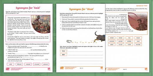 Synonyms for 'Said' and 'Went' Activity Pack