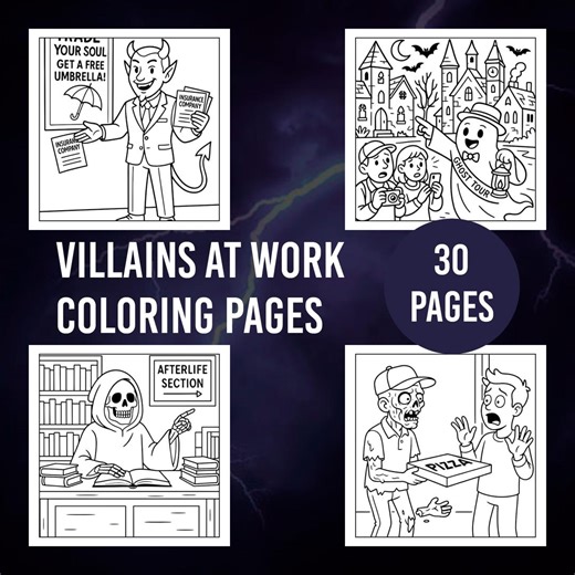 30 Villains at Work Coloring Pages | Printable PDF and Jpgs - Etsy