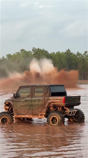 Hammer time with a wheelie and rowdy 3.0 giving Chase ￼#megatruck #mudbog #offroad #mud