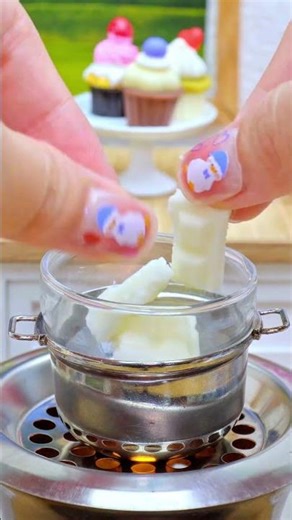 ASMR Frosting Sounds 🎂🌈 #cake #miniature #tinycolorfood #food