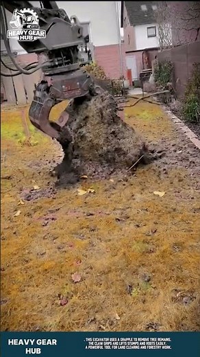 Excavator Grapple Removing Tree Stumps and Logging Residue Efficiently #excavator