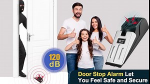 Door Stop Alarm Home Security, 2 Pack Travel Security Wedge Door Stoppers for Bottom of Door with 120dB Loud, Anti-Slip Floor Mount Doorstop Stops Door from Opening, for Hotel Room Apartment Safety