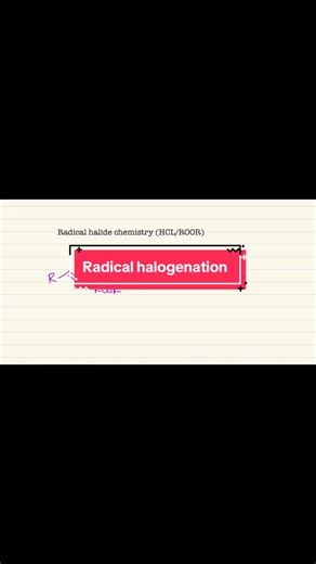 We got some radical halogenation! Tricky at first as we are dealing with something entirely different than that of our typical halogenation reactions. Howver, simple nonetheless. Enjoy #radicals #radicalhalide #organicchemistry #alkyl #chemistryhelp #organicchemtutor #chemistry #organicchemistry2 #demercury #cyclic #alkyne #oxymercuration #organo #followformore #fyp #hydroboration #bromine #fypシ #doublebonds