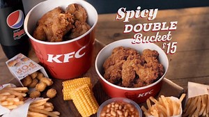 Turn up the heat with the £15 Spicy Double Bucket deal. 2 buckets of chicken and all the trimmings, no one’s going hungry! Better hurry though, it ends next weekend. | KFC