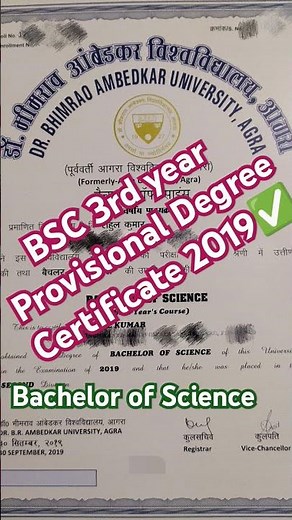 Bsc 3rd year final provisional degree certificate drbrau agra university #degree#certificate#bsc