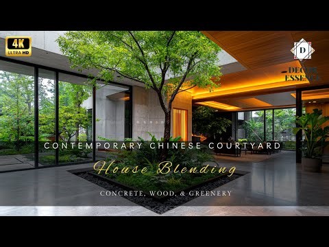 Stunning Contemporary Chinese Courtyard House Blending Concrete, Wood, & Lush Greenery for Harmony