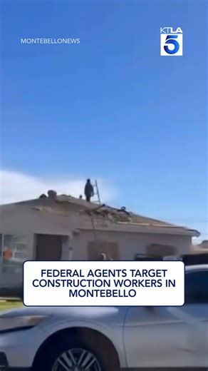 Federal immigration officers chased workers across the roof of a home in Montebello, a city east of Los Angeles, in footage posted to social media Wednesday. Full Story: https://ktla.com/news/california/workers-leap-across-rooftops-during-montebello-immigration-raid/ | KTLA 5 News