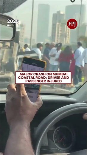Major Accident on Mumbai Coastal Road | Car Crashes, Driver & Passenger Injured