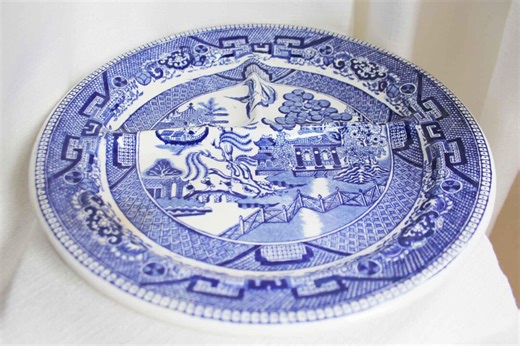 Antique English Blue Willow Ironstone Grill Plate - Etsy