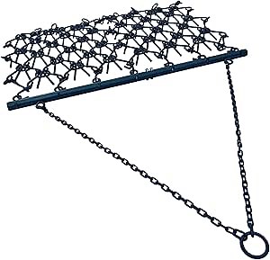 Field Tuff 6 by 4 Foot Tow Behind Heavy Duty Drag Harrow with Powder Coat Paint Finish for Patio, Garden, and Lawn Tractor Attachments, Black