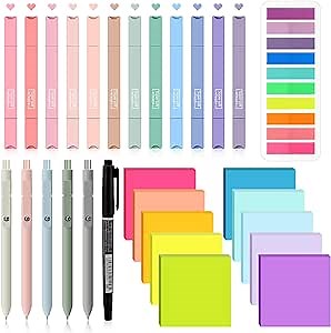 Jutom 38 Pcs Bible Journaling Study Kit for Women, Book Annotation Supplies with Highlighters Pens, Tabs, Sticky Notes, Markers for Christian Office Bible Study Supplies(Rainbow,Square)