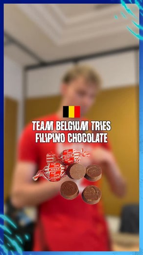 47K views · 4.3K reactions | TEAM BELGIUM  TRIES FLAT TOPS 﫣 Ferre  spotted some Flat Tops—a Filipino chocolate classic—on the table and just had to try them . Plus, a few funny photoshoot moments at the end 來✨  #Volleyball #MWCH #Philippines2025 | Volleyball World | Facebook