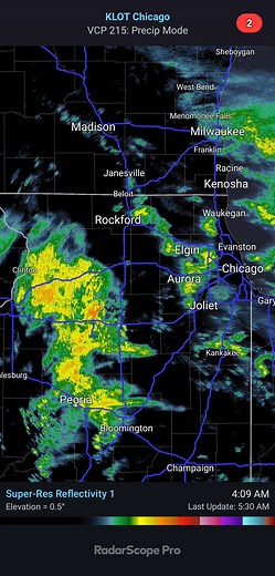 530am: Light to moderate rain will continue through 8-9am. Rain will transition to drizzle/mist/sprinkles this afternoon, and that will continue into tonight. A cold, raw, damp day ahead with steady temperatures. #ilwx | Northern IL Severe Weather