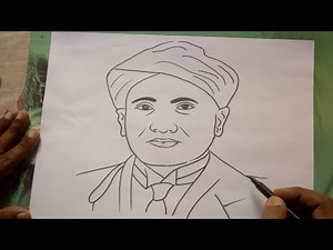 How to draw C V Raman || 2 Minutes drawing Sir C V Raman