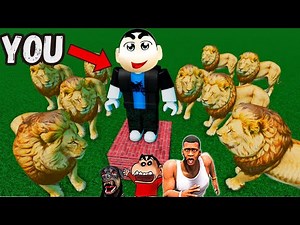 SHINCHAN SURVIVE 100 ANIMALS in ROBLOX with FRANKLIN & CHOP | DREAM SQUAD