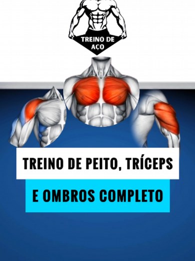 Treino de peito, tríceps e ombros completo. Três grupos no mesmo dia, na ordem certa, sem músculo desperdiçado. 630
