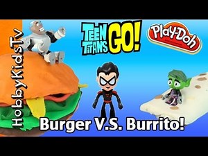 Burger Vs Burrito Battle with Teen Titans GO by HobbyKids