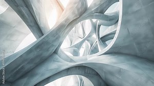 Paths of geometric shapes intertwining and overlapping creating a unique and intriguing design.