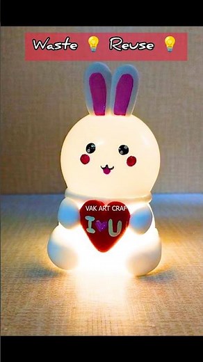 Cute Bunny 🐰 Lamp✨ Waste LED Bulb Reuse Idea ✨ #diy #trending