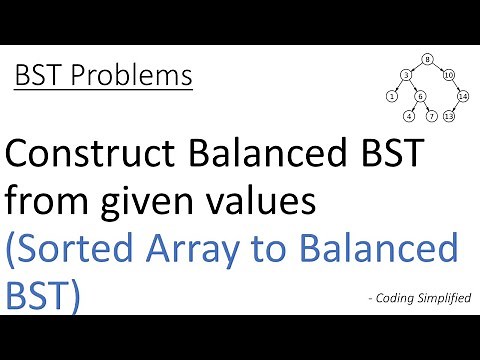 BST - 22: Construct Balanced BST from given values | Sorted Array to Balanced BST