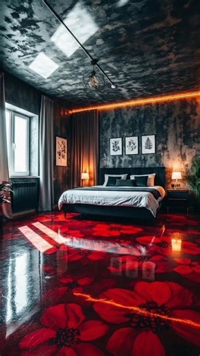 Luxury Bedroom Transformation 😍 | Red Flower Epoxy Floor Design 🌹 | Satisfying Makeover Timelapse