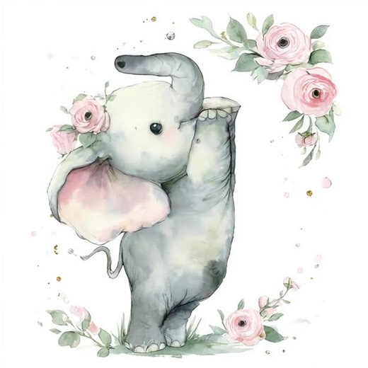 18 Baby Elephant Clipart PNG   Video, Watercolor Safari Animals for Nursery & Baby Shower Decor, Fast Download, Commercial Use - Etsy