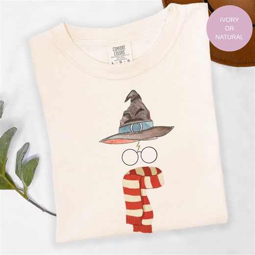 Minimal Wizard Shirt, Magic Outfit Tee, Cozy Fantasy Shirt, Wizard Hat Glasses Scarf Shirt, Bookish Aesthetic Tee, Spellcore Shirt