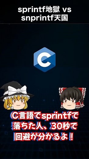 sprintf地獄 vs snprintf天国 1文字でセグフォ回避【C言語】#Shorts
