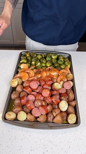 59K views · 194 reactions | Easy sheet pan dinner to impress your family Brian L makes a surf and turf sheet pan dinner with shrimp, sausage, and fresh veggies This original video was produced by Network Media, and Brian L | Family Style Cooking | Facebook