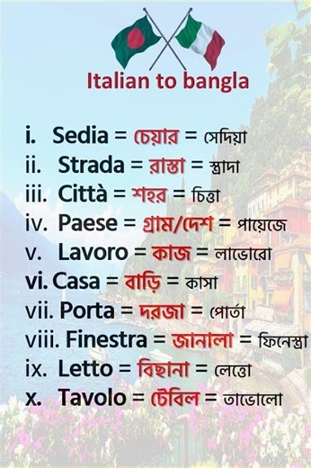 Learn 10 basic Italian words🔥| Learn Italian in Bangla #italianwords