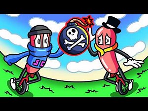 Two Unicycle Hot Dogs Throw Bombs and Scream at Each Other!