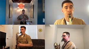 6.7K views · 281 reactions | "Abide With Me" - A hymn heard at Arlington National Cemetery when heroes are laid to rest. In this #MarineMusicalMoment, hear a saxophone quartet version of the hymn played countless times by the Marine Band to comfort families and friends of those who have passed away. #MarineMusicalMoment #powerofmusic #musicconnects (Words: Lyte, Music: Monk) | "The President's Own" United States Marine Band | Facebook